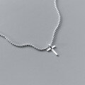 wholesale S925 Silver Cross Necklace with Sparkling Beaded Chain and Round Pearls, Elegant Women's Collarbone Chain D8609-0-2