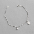 wholesale S925 Sterling Silver YD2628 Korean Style Minimalist Round Pendant "Love" Engraved Diamond Accent Bracelet for Women-0-0
