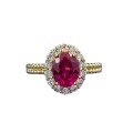 wholesale Metal: 925 Silver Gold Plated Zhu Zhifang Jewelry New Classic Versatile Oval 6*8 Ring in European and American Style with Synthetic Ruby-0-4