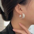 wholesale S925 Sterling Silver Geometric Hollow-Out Earrings for Women, Small and Exquisite, Fashionable, High-End, Heavy-Duty Ear Accessories-0-2