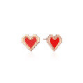 wholesale 925 Sterling Silver Mosaic Pixel Heart Stud Earrings, Minimalist Luxury, Small and Chic, 3D Fashion Red Earrings for Women-0-4