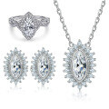 wholesale 925 Silver Set with Zirconia: Floral Earrings, Sunflower Necklace, and Ring for Women – A Luxurious and Sophisticated Jewelry Collection-0-0