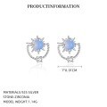 wholesale S925 Sterling Silver Eu Blue Opal Star Earrings For Women, Wholesale, Light Luxury, Niche, High-end-0-6