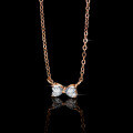 Sterling Silver 1ct Moissanite Bow Pendant Necklace-0-0