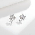 wholesale S925 silver plated with 18k gold, fashionable little chic style comet earrings fully set with moissanite five-pointed star, for women's daily wear-0-2