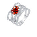 wholesale S925 Sterling Silver Cross-Colored Oval Moissanite Cocktail Ring-0-9