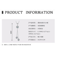 925 Silver Y-Tassel Pendant Necklace with Sparkling Moissanite Heart-Floral tassel pendant [White Gold  925 Silver]