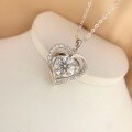 wholesale S925 Sterling Silver Large Moissanite Side-Diamond Heart Necklace Fashion High-End Collarbone Chain Pendant-0-2