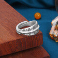 wholesale S925 Sterling Silver Vintage Retro Handmade Unisex Ethnic Style Open Ring-0-4
