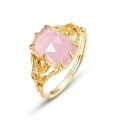wholesale S925 Sterling Silver Japanese New Minimalist Geometric Synthetic Pink Crystal Ring Women's Fashion Trend Wholesale for Dropshipping-0-5