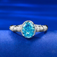 wholesale S925 Sterling Silver 6*8 Imported Ice-Cut Light Sea Blue Ring for Women, Minimalist and Elegant Diamond Ring, Drop Shipping-R810 Ocean Blue No.9