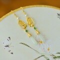 wholesale 925 silver with natural Hetian jade, manufacturer wholesale new Chinese-style precious as ever long drop earrings, Chinese-style ear accessories-0-1