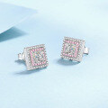 wholesale S925 Sterling Silver New Square Sugar Moissanite Stud Earrings, Sweet and Elegant, Popular Among Internet Celebrities and Anchor Sales-0-1