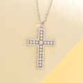 wholesale S925 Silver Cross Necklace Moissanite Pendant Simple Accessories Cross-Border Hot Selling Ready for Wholesale-0-1