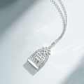 925 Silver Women's Happiness Door Pendant Necklace, Fully Diamond-Inlaid, Simple and Versatile Wholesale Trendy Chain-0-1