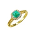 wholesale S925 Silver Simulated Emerald 5*5 Sugar Loaf Ring, Daily Fashion Minimalist Style-0-4