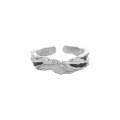 wholesale S925 Sterling Silver Dark Ins Niche Design Irregular Texture Glaze Drip Open Ring for Women-0-7