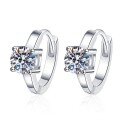 wholesale S925 sterling silver cross-border new four-prong 50-point moissanite earrings for women, high-end ear hoop wholesale-0-2