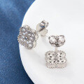 wholesale S925 sterling silver with zirconia four-leaf clover ear studs, fashionable and trendy niche design with a vintage feel-0-2
