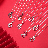 wholesale S925 Sterling Silver Chinese Zodiac Rabbit Year Birth Year Necklace for Women, Minimalist Small Luxury Collarbone Chain with Rabbit Pendant for Valentine's Day-Chicken Single Pendant - Without Chain 925 Silver