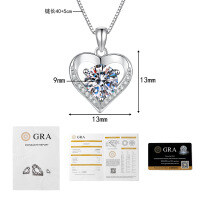 925 Silver 1-2-3 CT Moissanite Heart Pendant Necklace for Valentine's Day Wholesale-3-carat moissanite + box chain  925 silver