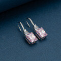 Sterling Silver Ear Hooks with Zircon and Pink Diamond, Clearance Sale with Free Shipping-0-1