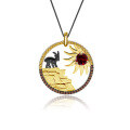 wholesale 925 Silver Designer High-End Gemstone Pendant with Animal and Natural Elements, Featuring Genuine Citrine Necklace-0-6