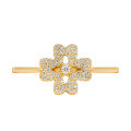 wholesale S925 silver plated with 14k gold, Japanese-style fresh four-leaf clover white zircon ring for spring jewelry new collection-0-0
