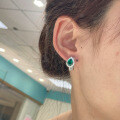 Sterling Silver Lab-Created Emerald Moissanite Earrings-0-3