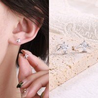 Sterling Silver Firework Tassel Earrings with Zirconia-S925 Sterling Silver White  925 Silver