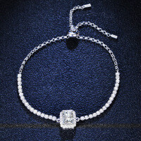 Sterling Silver Moissanite Rectangle Zuma Green Box Chain Women's Minimalist-2CT set with cubic zirconia  925 silver