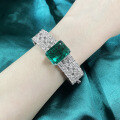 wholesale 925 Silver Jewelry New European and American Simulated Emerald Bracelet 15*20 Chain Fashion Noble and Luxurious-0-3