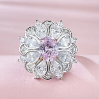 wholesale 925 Sterling Silver Jewelry Simulated Firework Pink Sapphire Ring New Trendy Women's Pink Diamond Ring-R792 Pink Diamond>No. 6