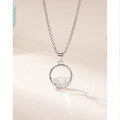 wholesale S925 Sterling Silver A Clear Spring Necklace for Women, Light Luxury Minimalist Niche Design Circular Pendant High-End Collarbone Chain-0-0