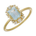 wholesale 18K Gold Artli Jewelry Light Luxury Diamond Sky Blue Topaz Gemstone Ring, High-End Sense Temperament Women's Ring-0-4