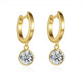 14K Gold Plated S925 Silver Women's Round Moissanite Stud Earrings-0-3