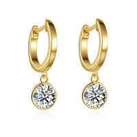 14K Gold Plated S925 Silver Women's Round Moissanite Stud Earrings-Set with 0.5CT moissanite  925 silver