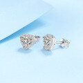 wholesale PT950 Platinum Plated 925 Sterling Silver Heart Stud Earrings with Moissanite Exquisite Jewelry Wholesale from Manufacturer-0-1