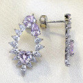 wholesale S925 silver new style 1ct pink diamond 6*6mm heart-shaped earrings for women, fashionable and versatile-0-2
