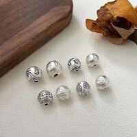 wholesale 3D Hard SilverS999 Six-Character Mantra Ballpoint Pen Accessory DIY Bracelet String Buddhist Bead Bracelet Hand Rope Ins-Six-syllable Mantra (Small) Plain Silver (Hole: 2.45MM)