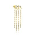 wholesale S925 Sterling Silver Geometric Circle Zirconia Tassel Chain Earrings For Women-0-2