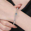 Sterling Silver Moissanite Half-Circle Bracelet, Women's Minimalist Light Luxury Design-0-2