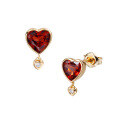 wholesale 925 Silver Plated 14K Gold Peach Heart Elegant Earrings with Natural Garnet and Versatile Zircon Ear Studs, Dunli Jewelry Custom-0-4