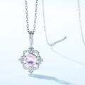 wholesale S925 Sterling Silver Autumn Winter New Pink Quartz Necklace with Delicate Floral Pattern Pendant Choker Wholesale from Manufacturer-0-3