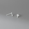 wholesale S925 Silver Korean Style Minimalist Smooth Cross Stud Earrings for Students M00943-0-4