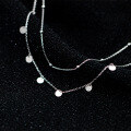 wholesale S925 Silver Korean-style Minimalist Double-layer Beaded Round Pendant Necklace, Summer Elegant and Fresh Chain D8586-0-2