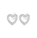 wholesale 925 Sterling Silver Earrings with Zircon Heart Studs, Ins Light Luxury High-End Cross-Border Silver Earrings-0-5