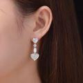 wholesale Silver, 5-carat white G-color high-carbon diamond earrings set with a 10*12 heart, exquisitely elegant for women-0-3