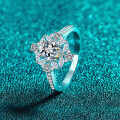 S925 Sterling Silver Moissanite Ring, Elegant Engagement Band for Women, Exquisite Holiday Gift-0-0