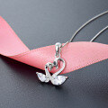 wholesale S925 Sterling Silver Double Swan Pendant Women's Korean Style Minimalist Design High-end Silver Necklace Jewelry Wholesale-0-1
